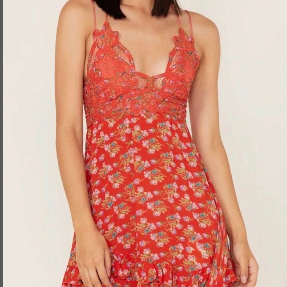 Free Prople Adella Womens Floral Ruffled Mini Dress M NWT